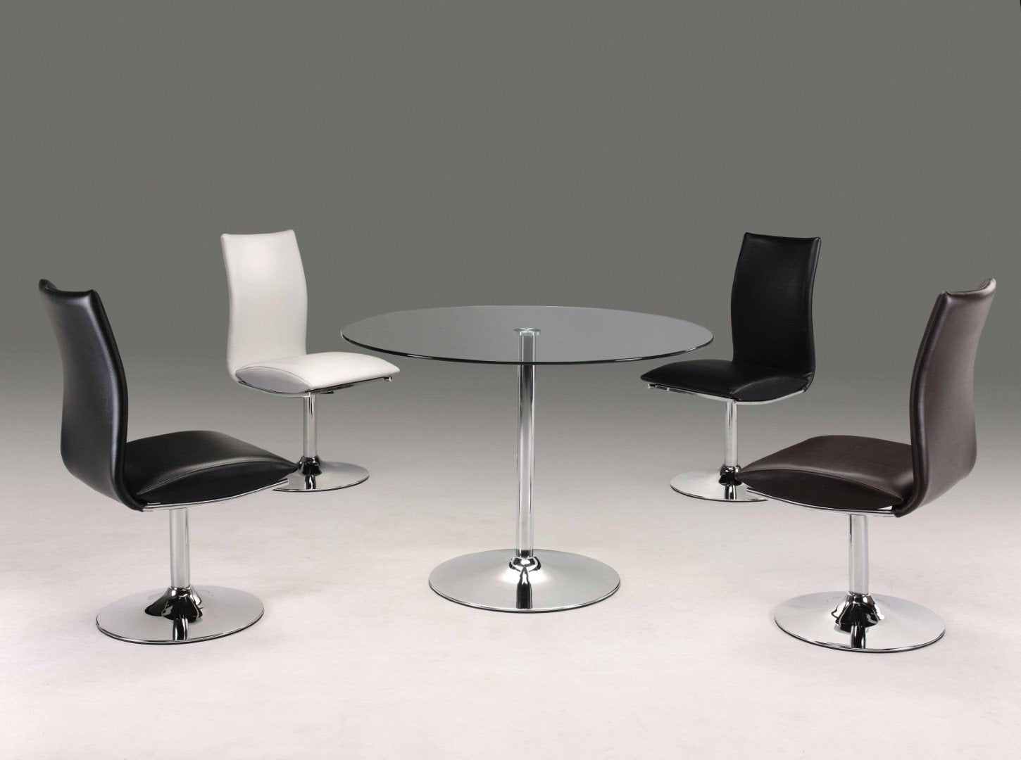 42" Clear and Silver Glass and Metal Pedestal Base Round Top Dining Table