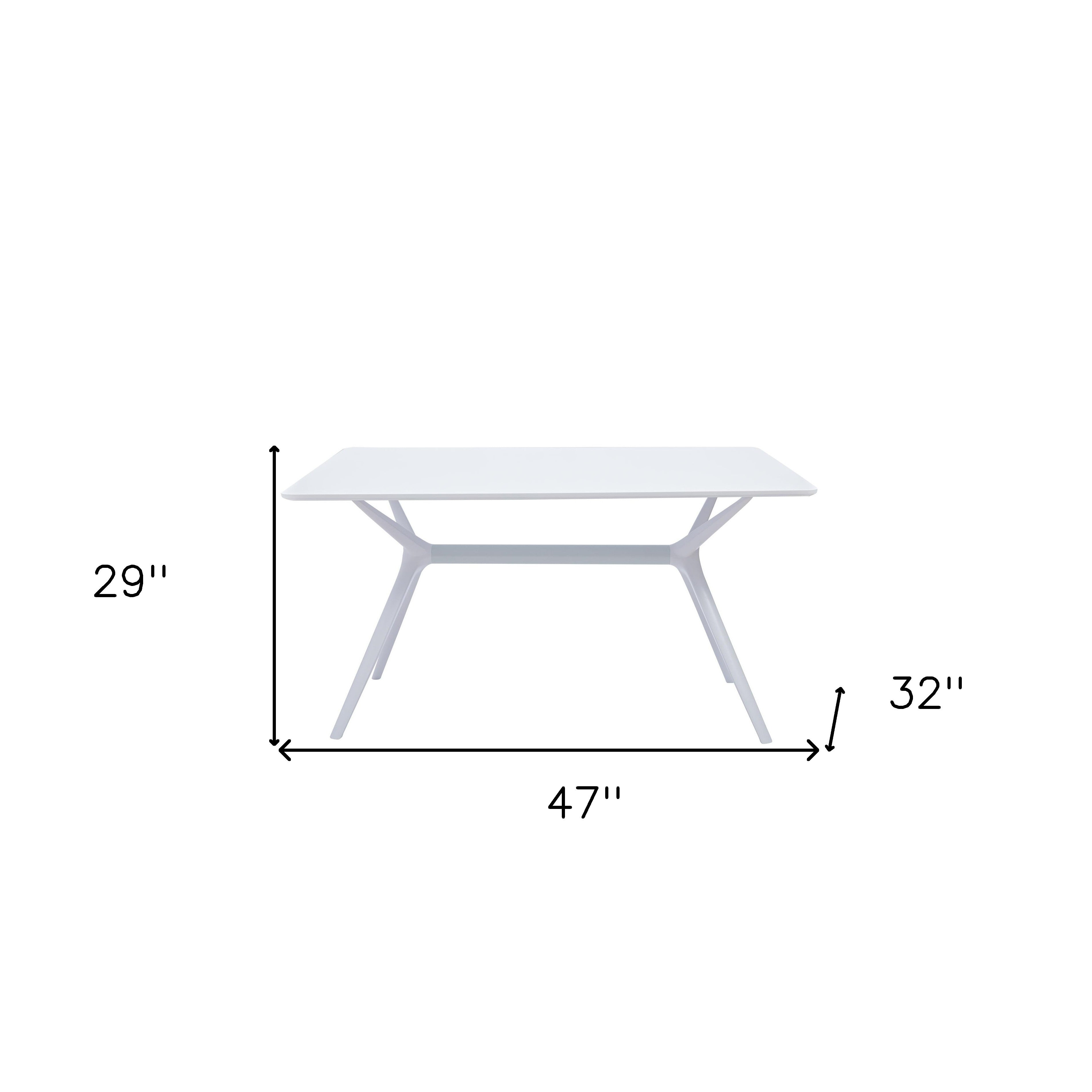 47" White Wood and Heavy Duty Plastic Trestle Base Dining Table