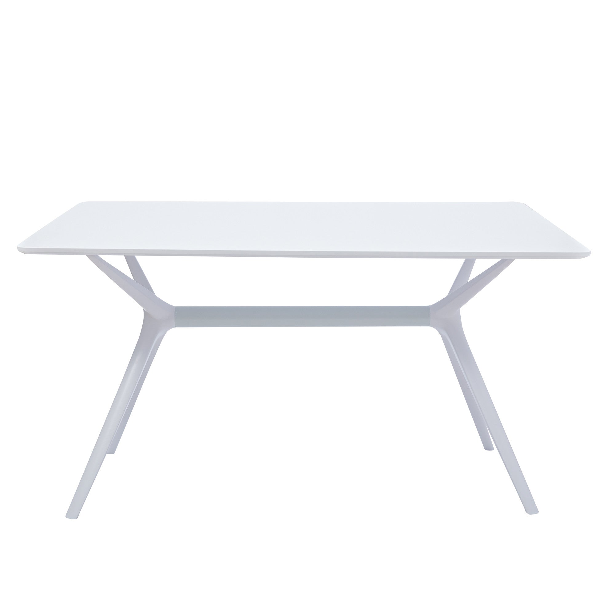 47" White Wood and Heavy Duty Plastic Trestle Base Dining Table