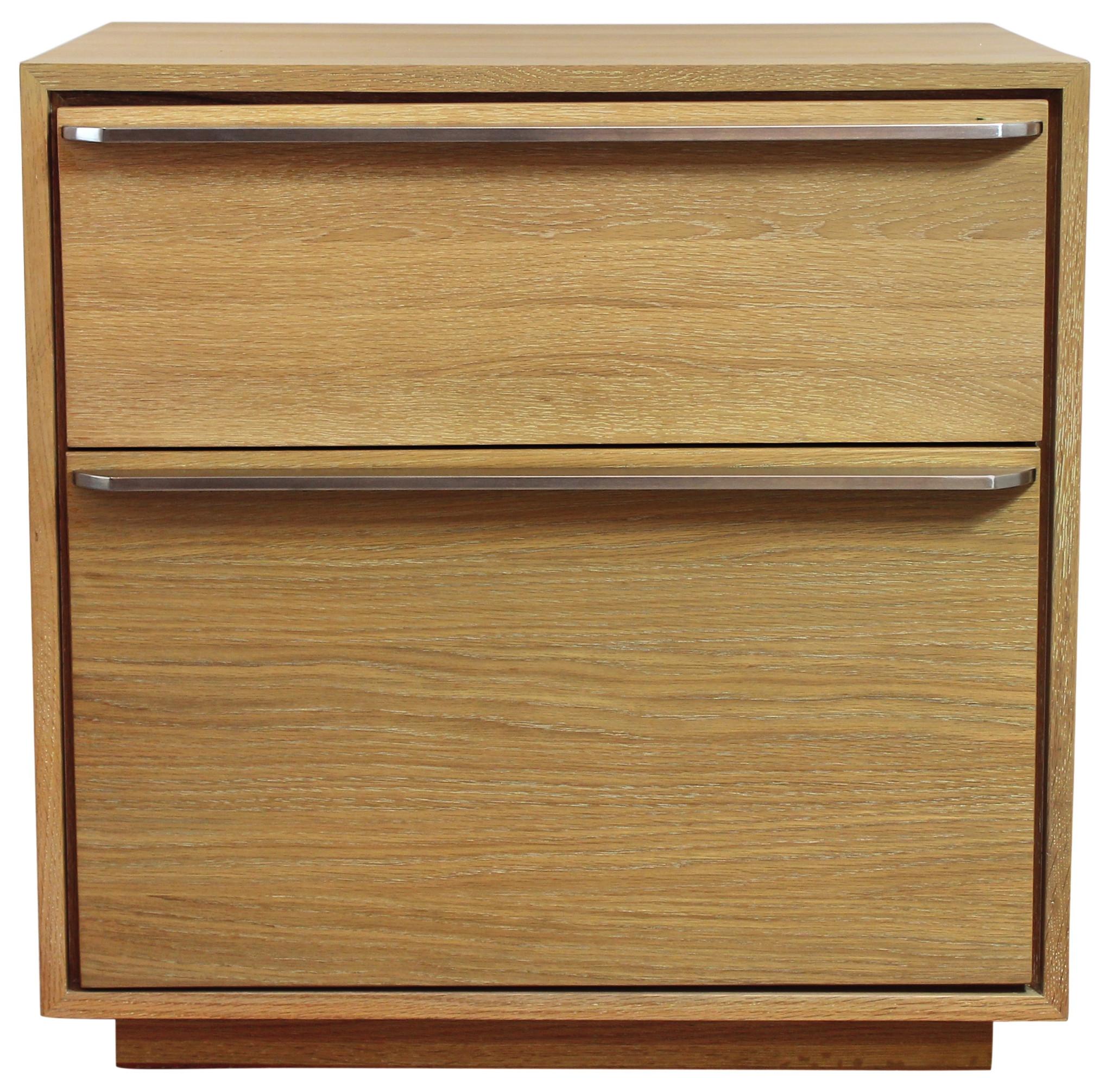 28" Natural Solid and Manufactured Wood Two Drawer Nightstand