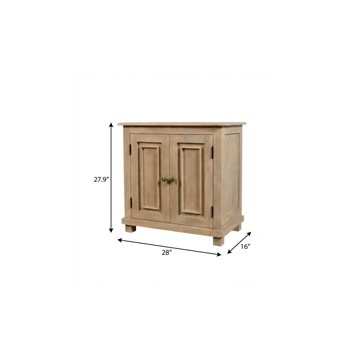 28" Distressed Beige Solid Wood Nightstand With Storage