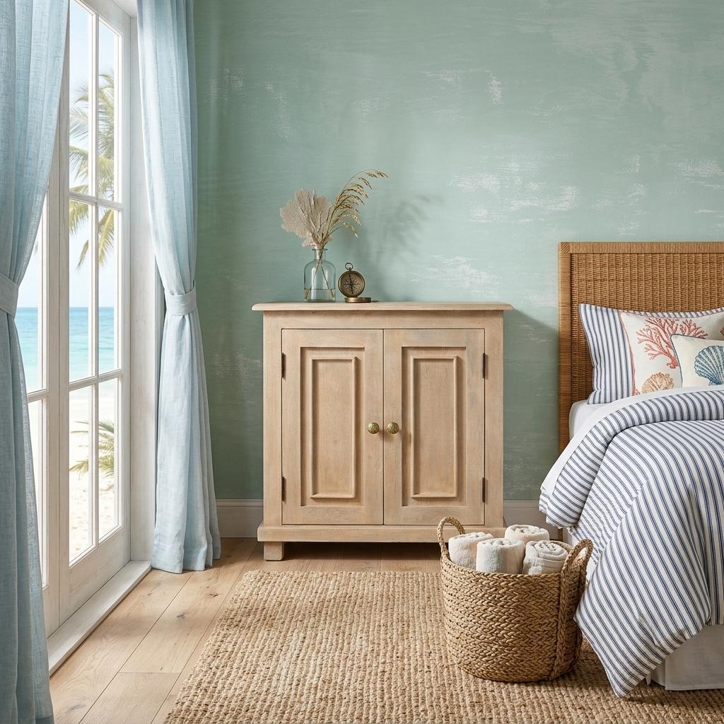 28" Distressed Beige Solid Wood Nightstand With Storage