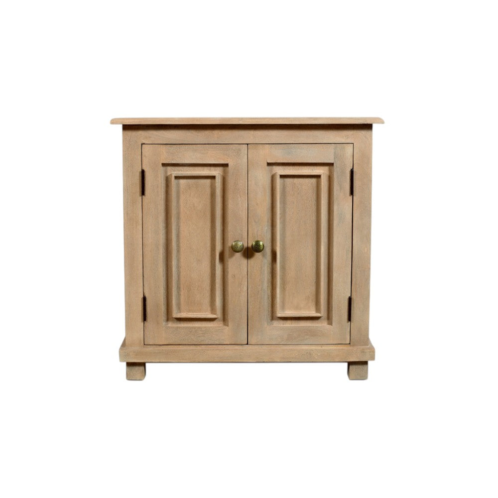 28" Distressed Beige Solid Wood Nightstand With Storage