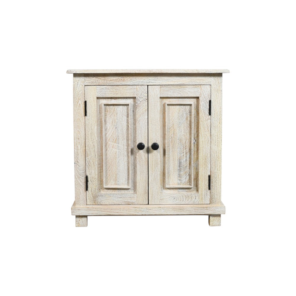 28" Distressed White Solid Wood Nightstand With Storage