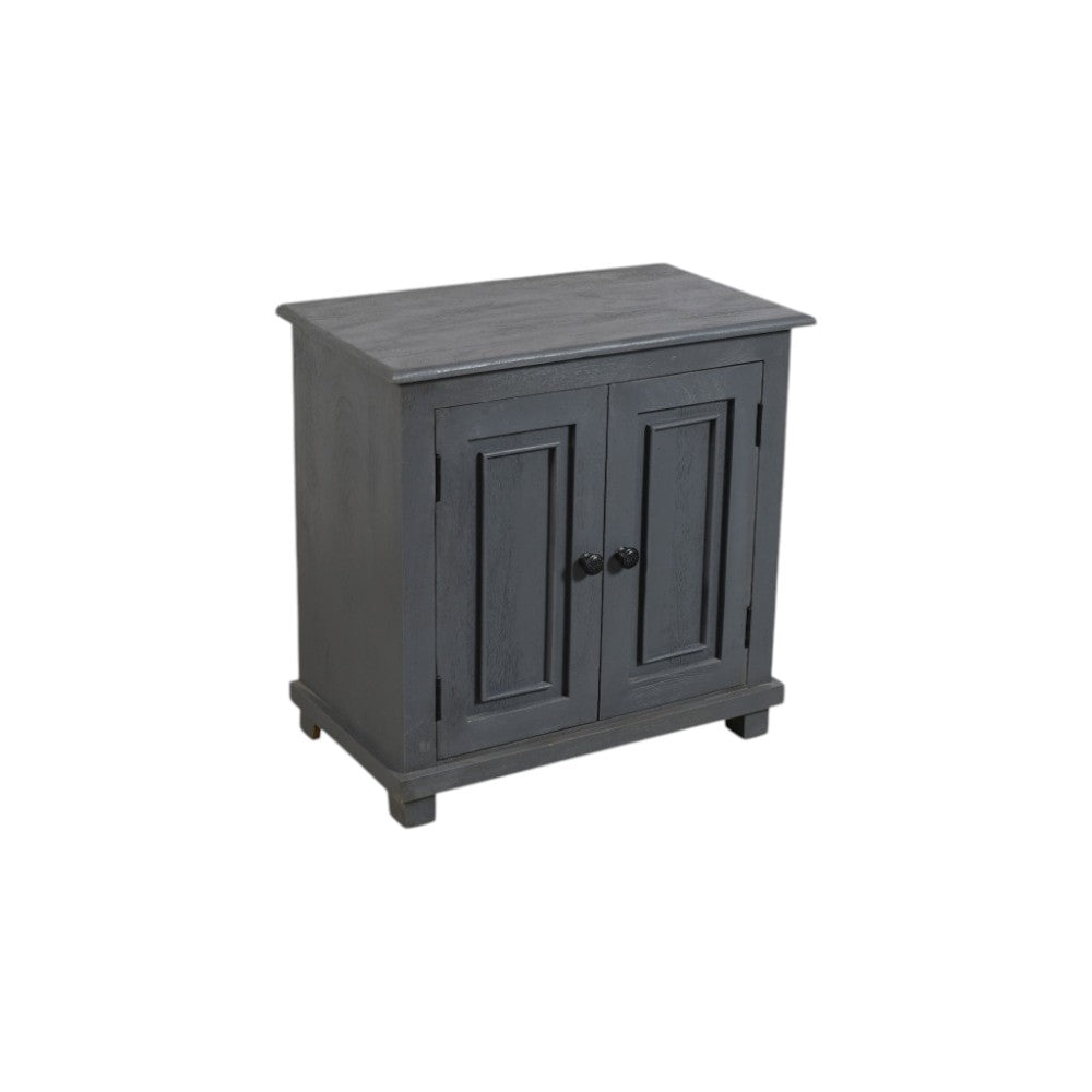 28" Distressed Gray Solid Wood Nightstand With Storage