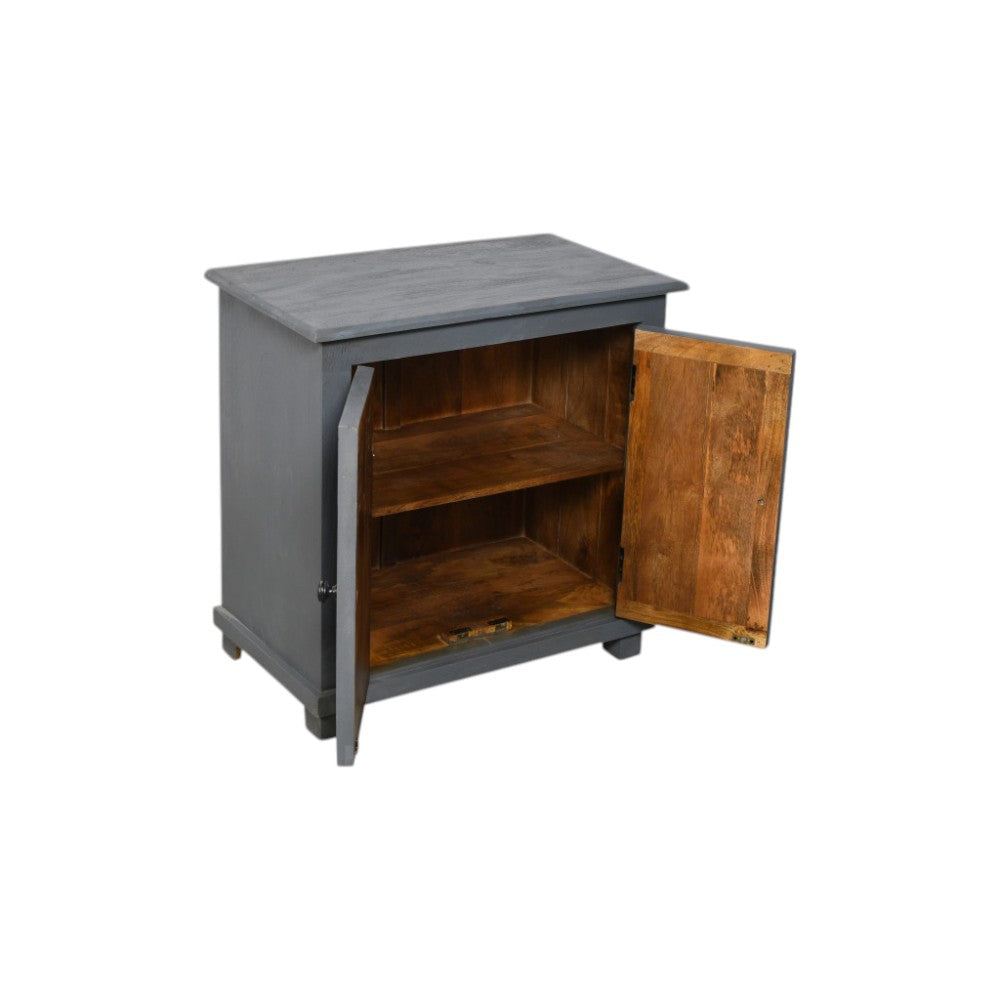28" Distressed Gray Solid Wood Nightstand With Storage