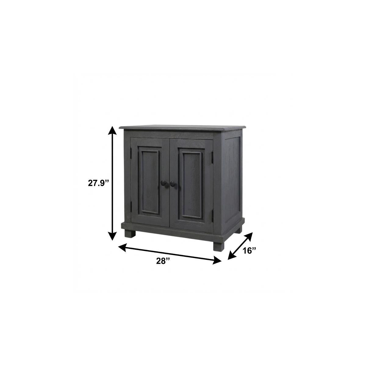 28" Distressed Gray Solid Wood Nightstand With Storage