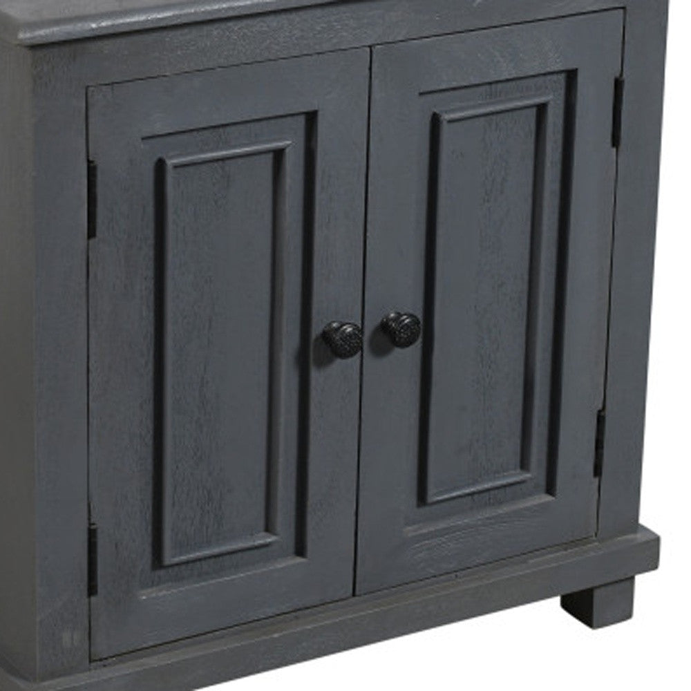 28" Distressed Gray Solid Wood Nightstand With Storage