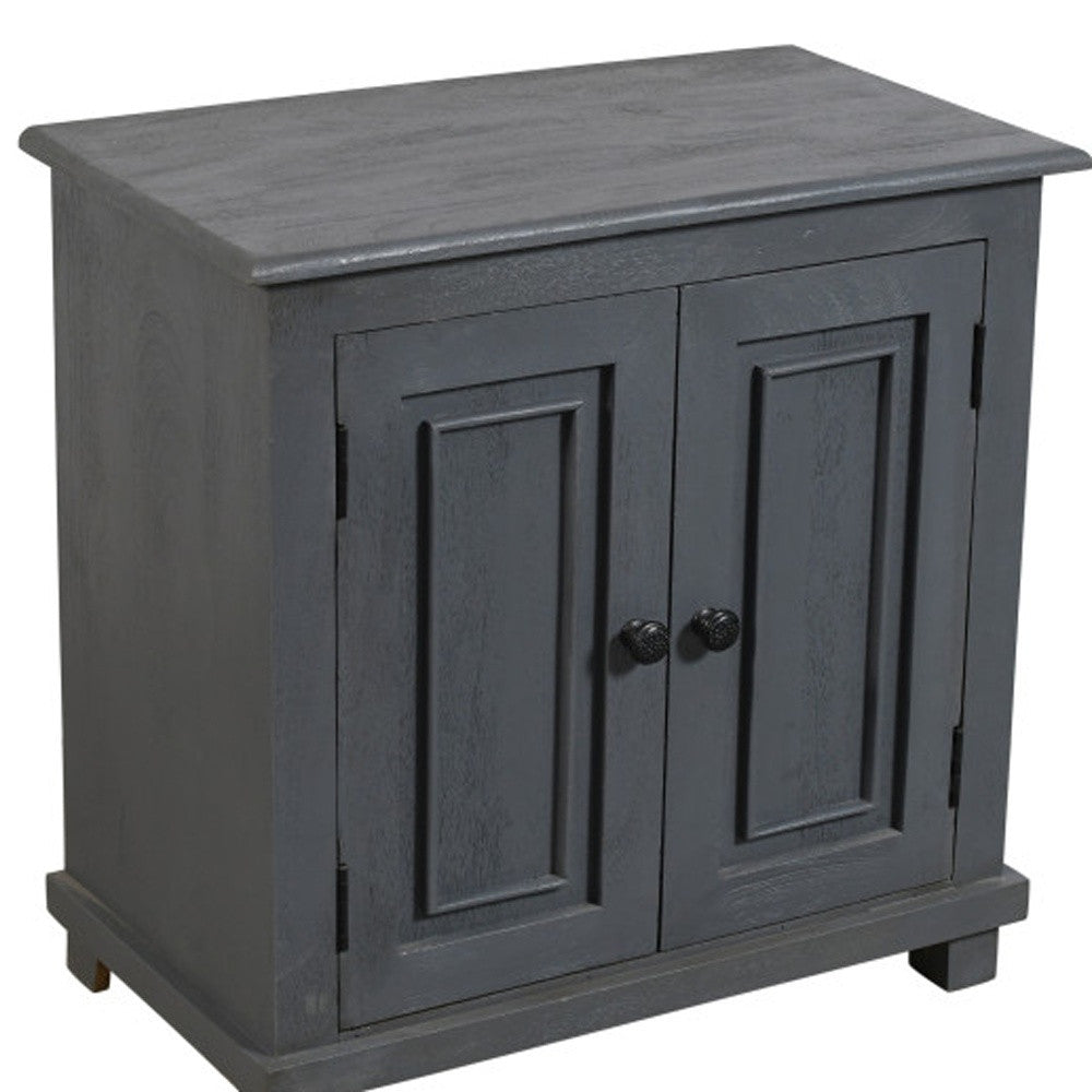 28" Distressed Gray Solid Wood Nightstand With Storage