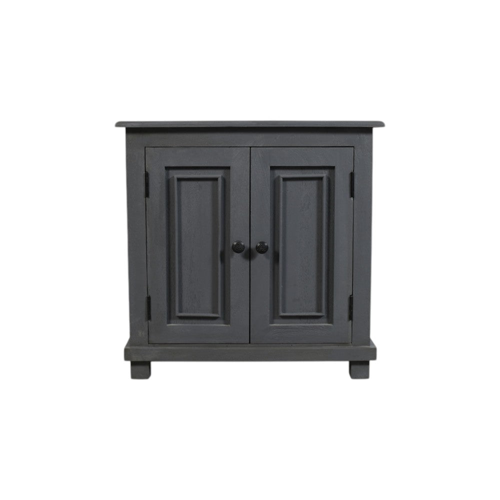 28" Distressed Gray Solid Wood Nightstand With Storage