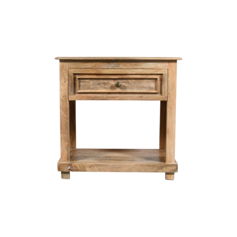 28" Distressed Natural One Drawer Solid Wood Nightstand