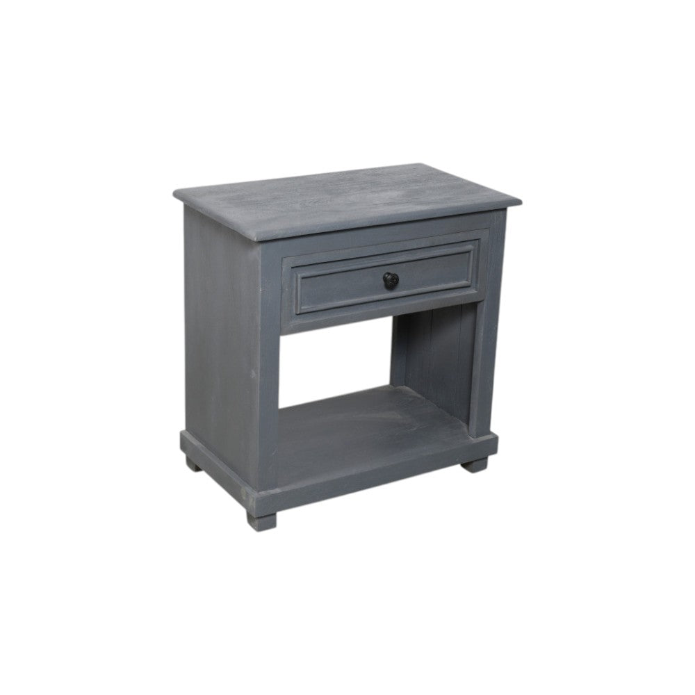 28" Distressed Gray One Drawer Solid Wood Nightstand