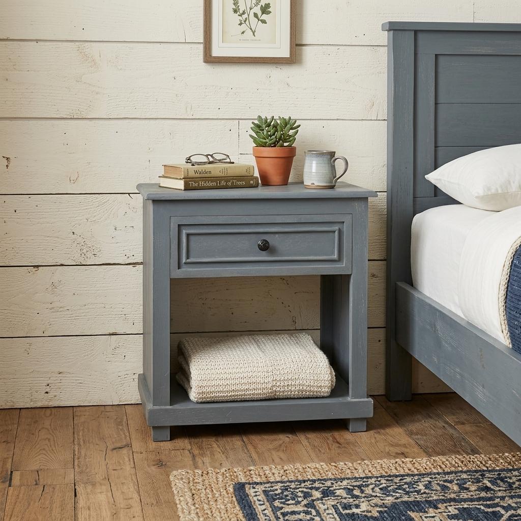 28" Distressed Gray One Drawer Solid Wood Nightstand