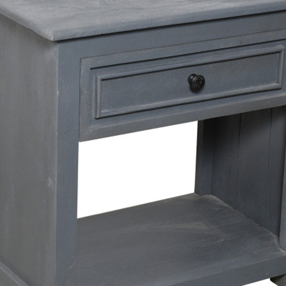 28" Distressed Gray One Drawer Solid Wood Nightstand