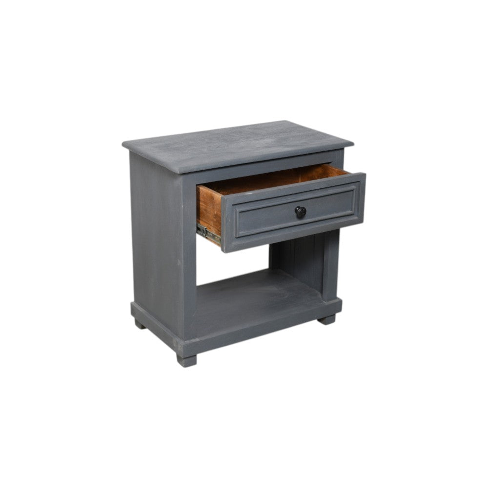 28" Distressed Gray One Drawer Solid Wood Nightstand