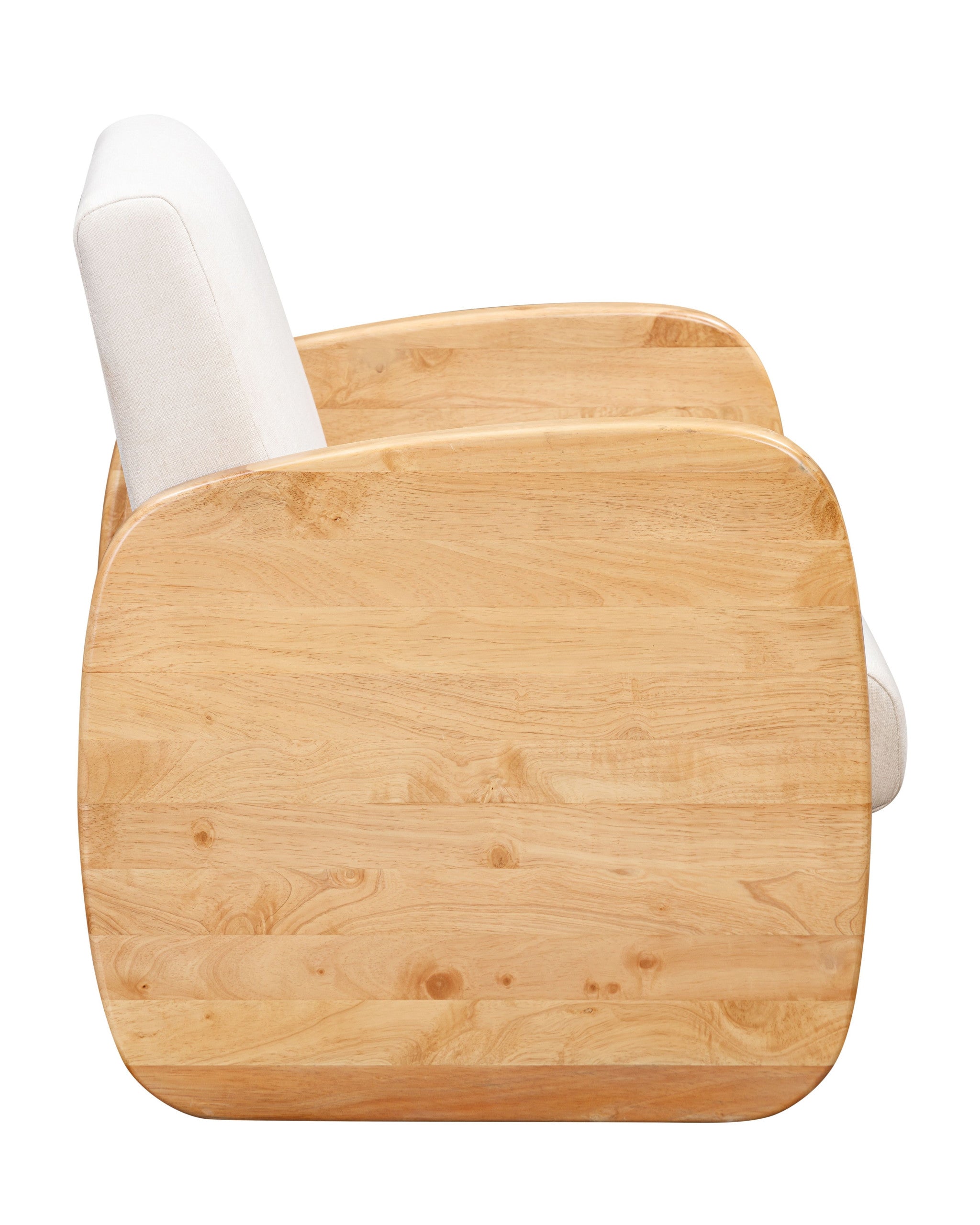 29" White And Natural Linen Arm Chair