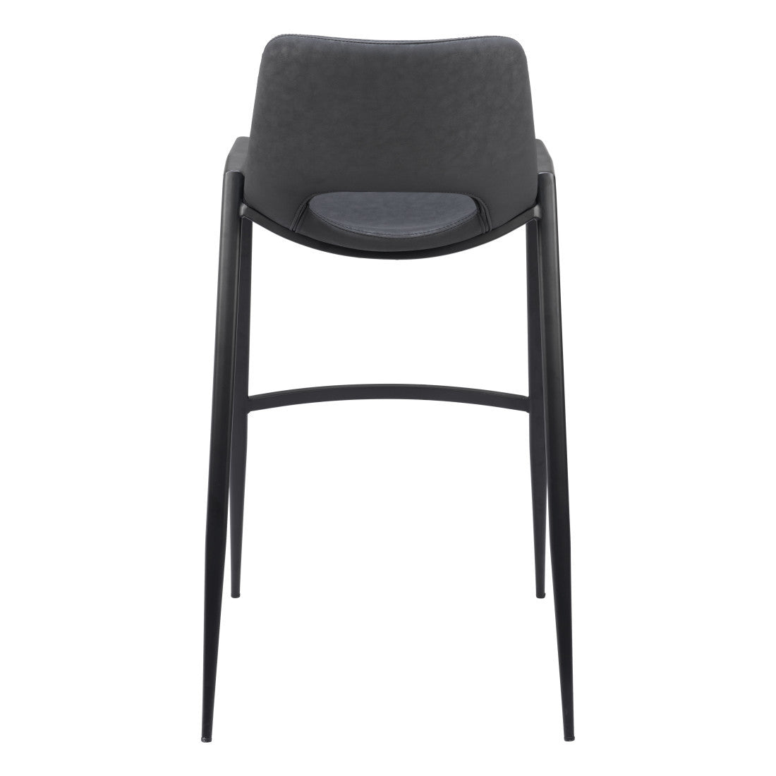 Set of Two 30" Black Faux Leather And Steel Low Back Bar Height Bar Chairs