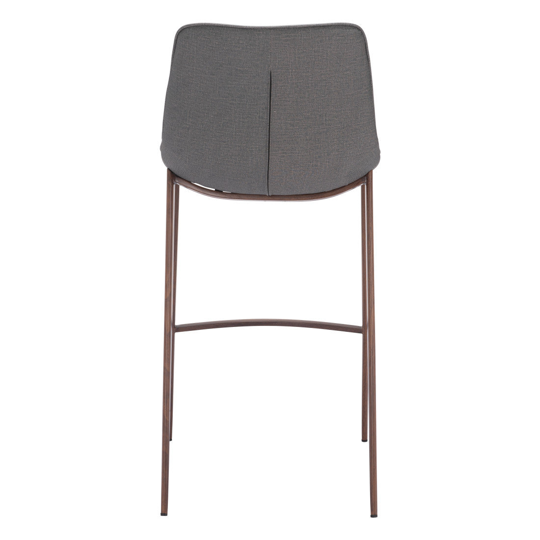 Set of Two 30" Slate Gray and Brown Faux Leather and Steel Bar Height Bar Chairs