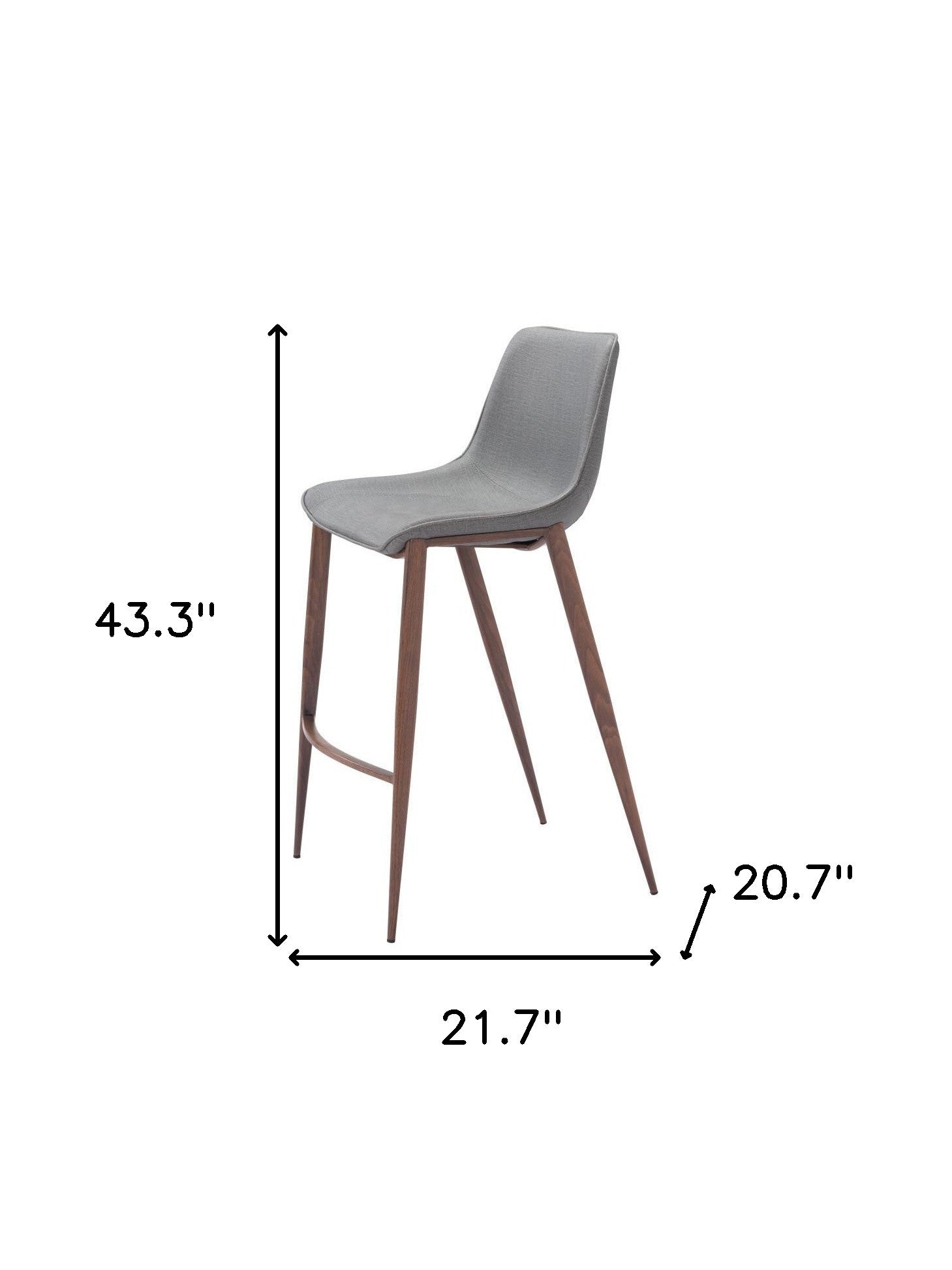 Set of Two 30" Slate Gray and Brown Faux Leather and Steel Bar Height Bar Chairs