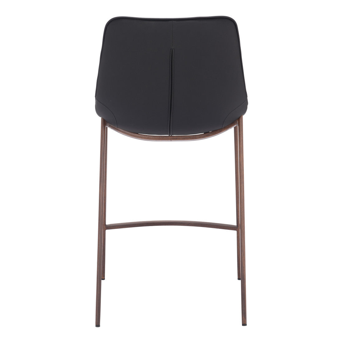 Set of Two 26" Black And Brown Faux Leather And Steel Counter Height Bar Chairs