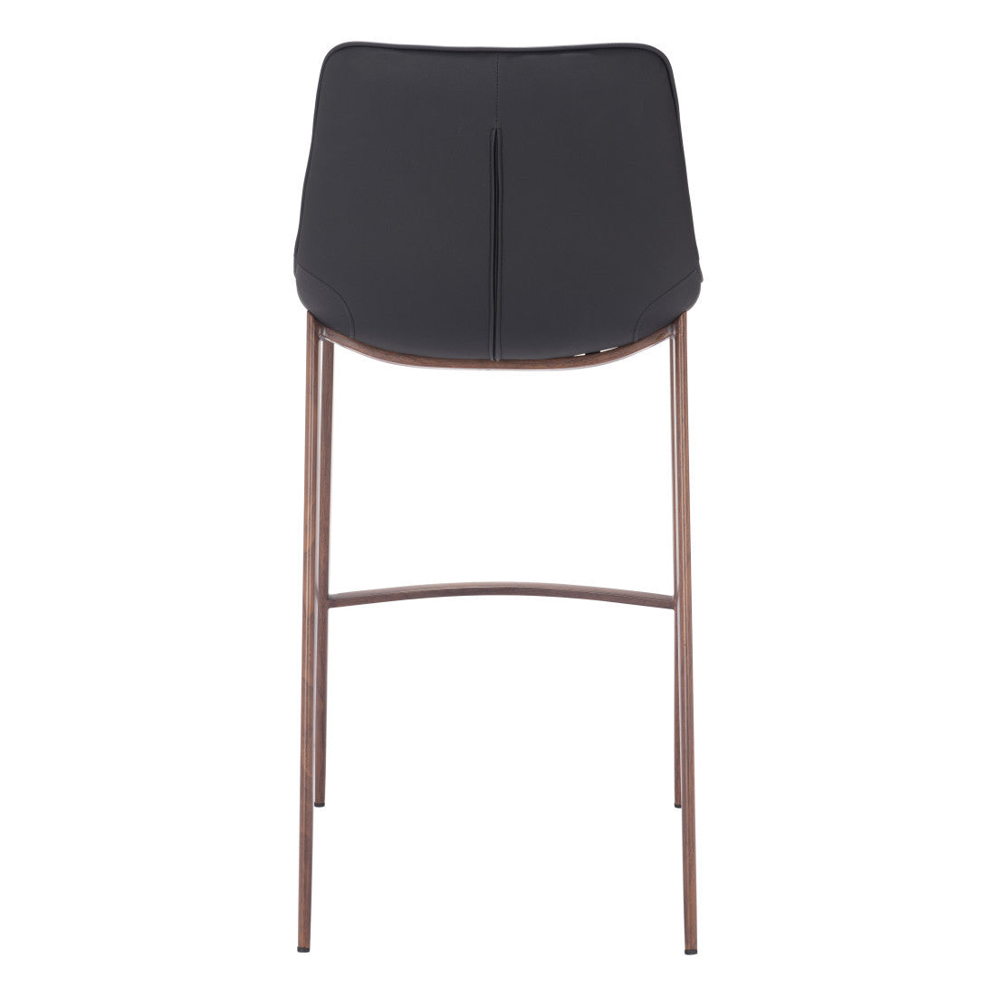 Set of Two 30" Black And Brown Faux Leather And Steel Bar Height Bar Chairs