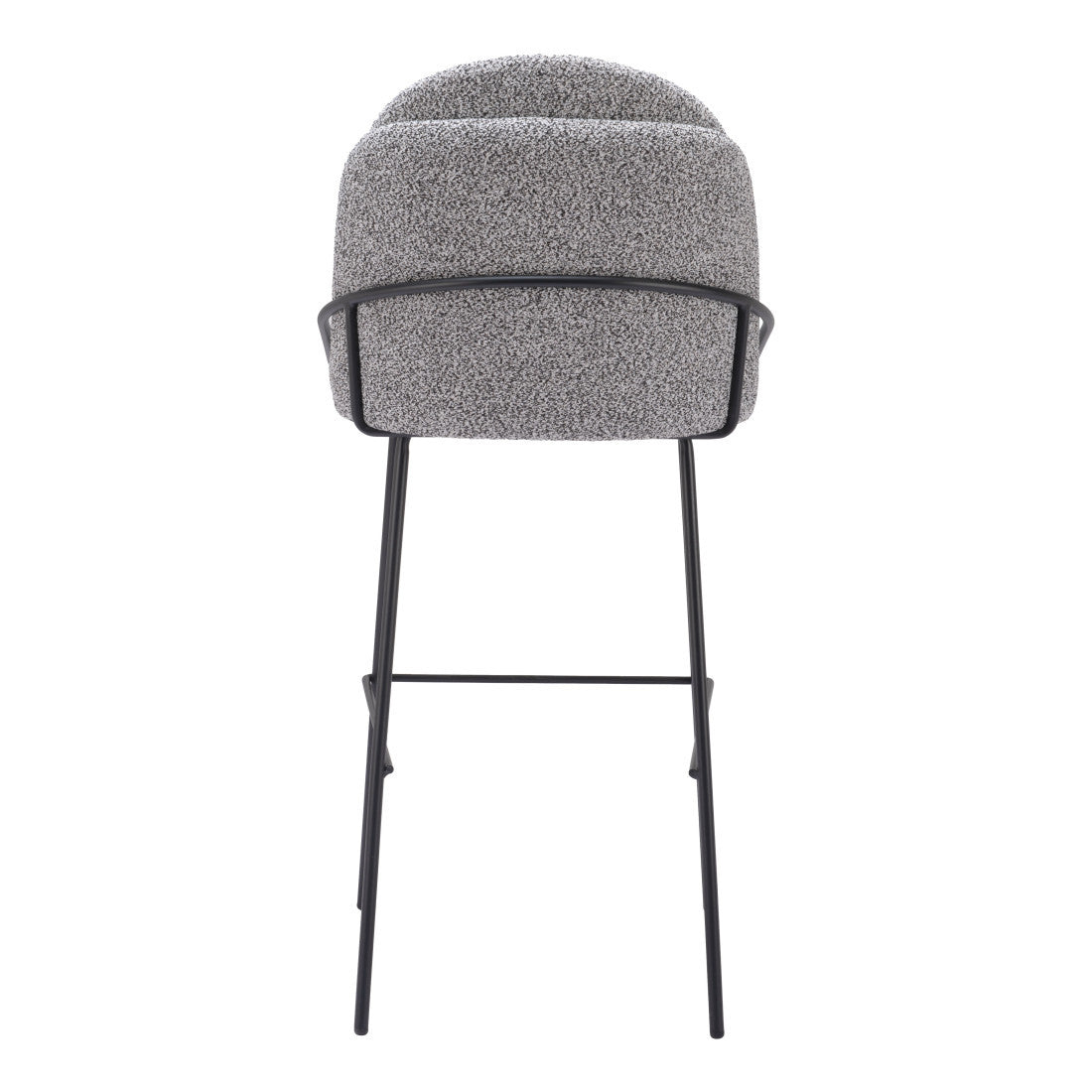 Set of Two 30" Light Gray And Black Shearling And Steel Bar Height Bar Chairs