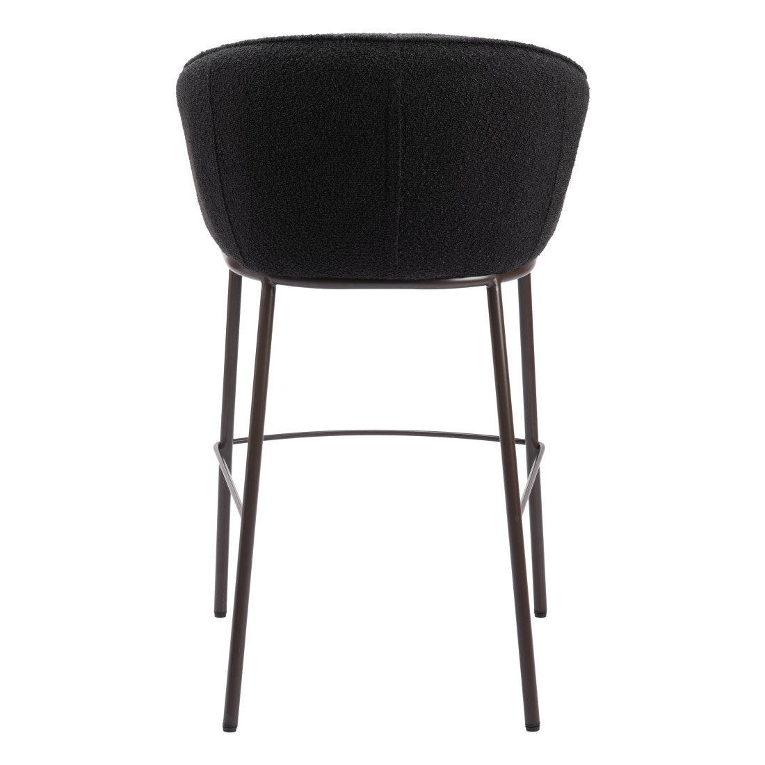 30" Black And Bronze Shearling And Steel Bar Height Bar Chair