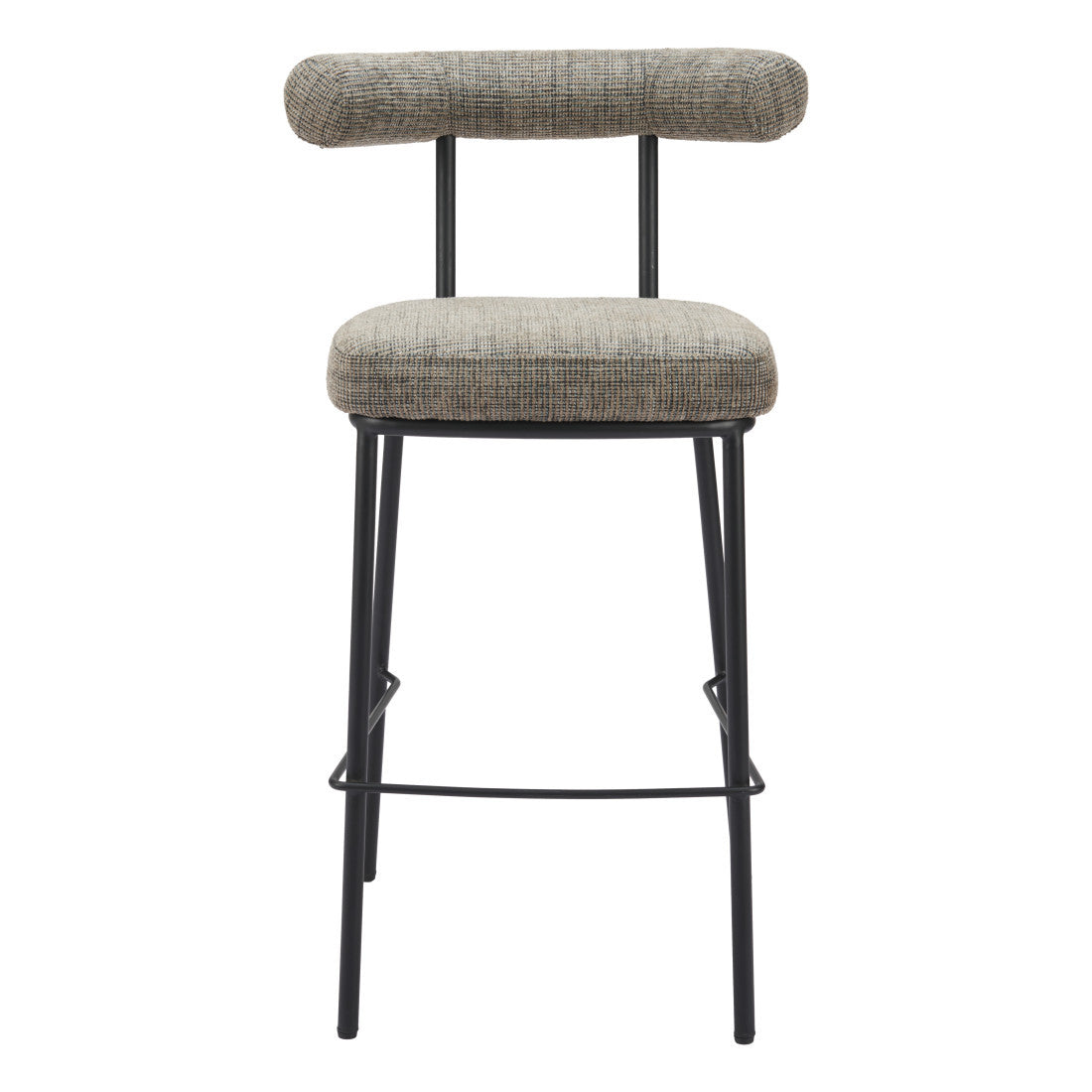 30" Green and Black Chenille and Steel Low Back Bar Height Bar Chair