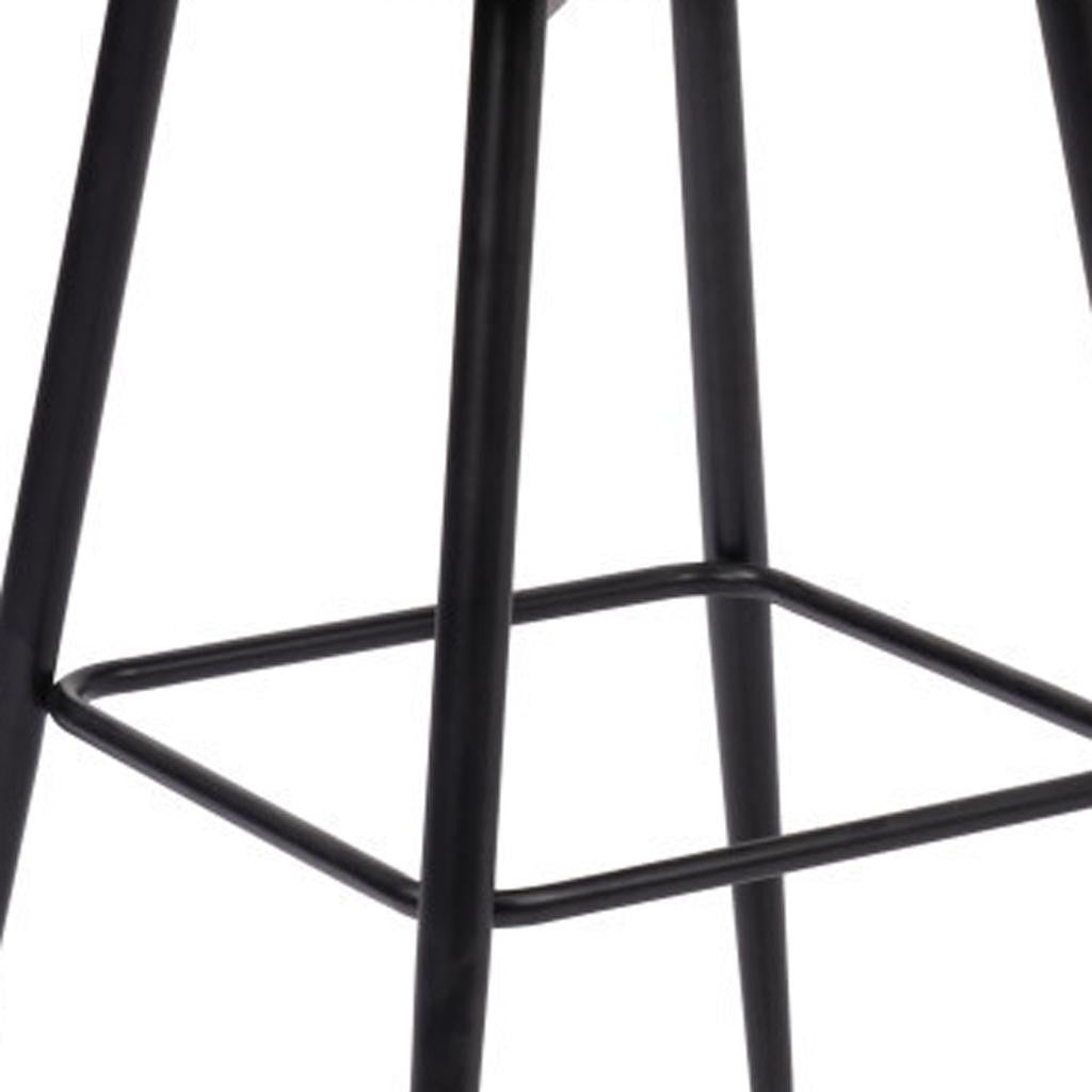 30" Brown And Black Faux Leather And Steel Bar Height Swivel Bar Chair