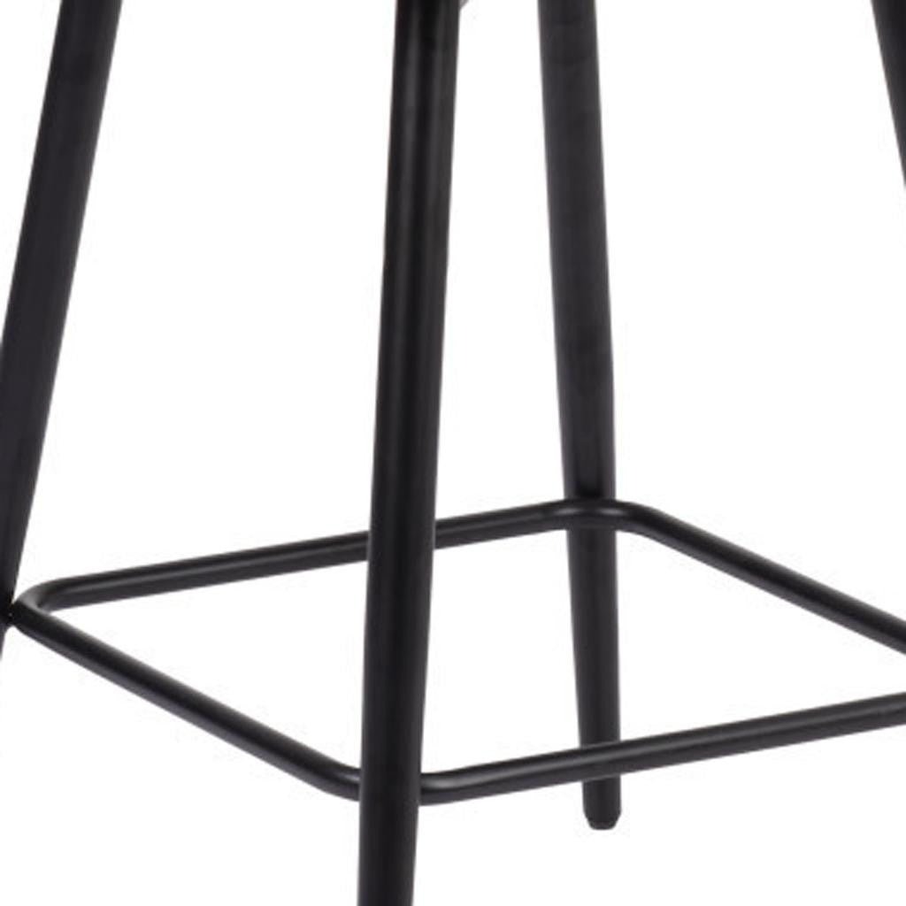 26" Brown And Black Faux Leather And Steel Counter Height Swivel Bar Chair
