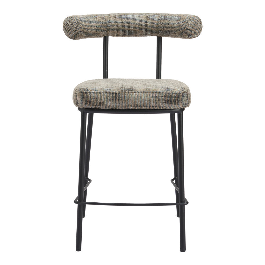 26" Green and Black Chenille and Steel Low Back Counter Height Bar Chair