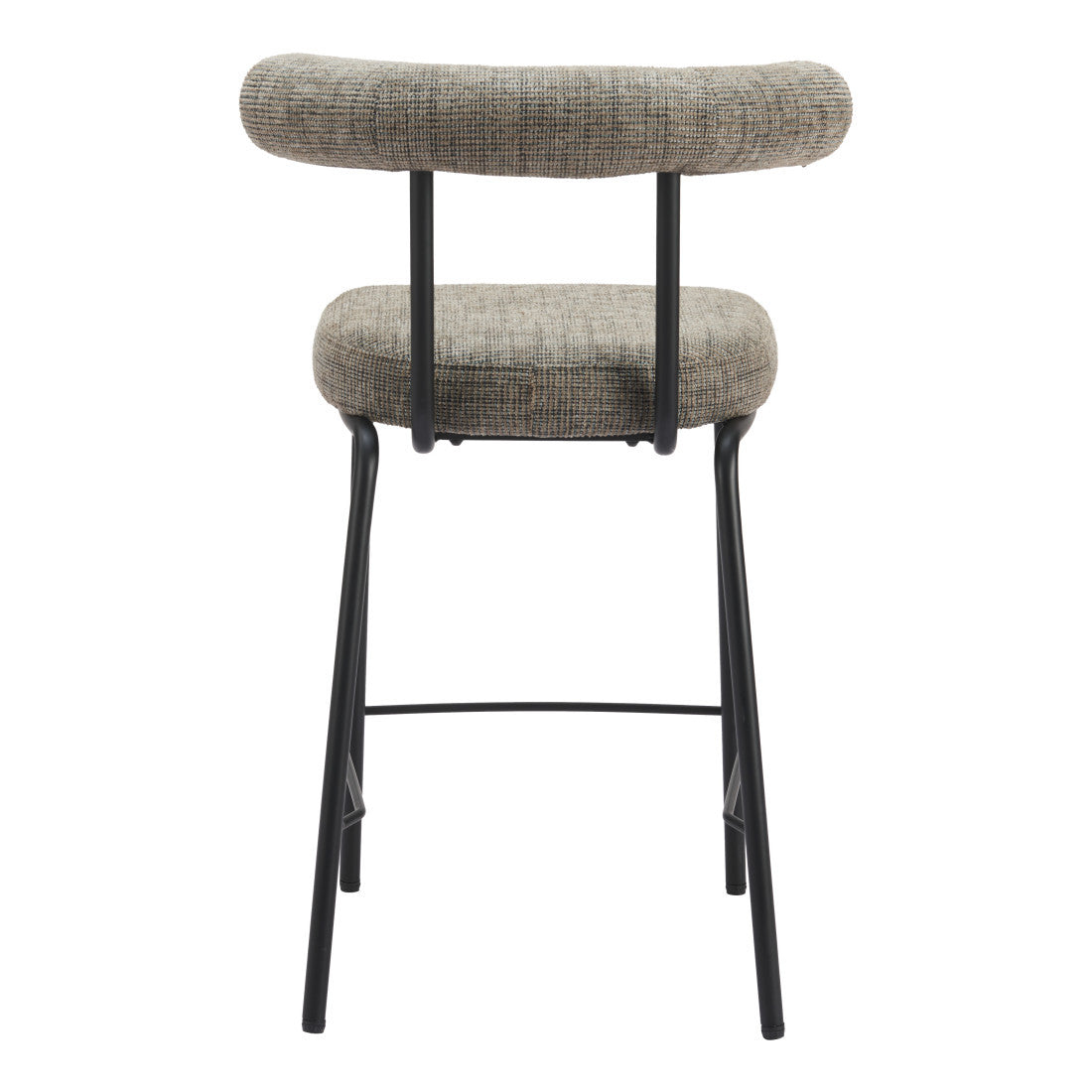 26" Green and Black Chenille and Steel Low Back Counter Height Bar Chair