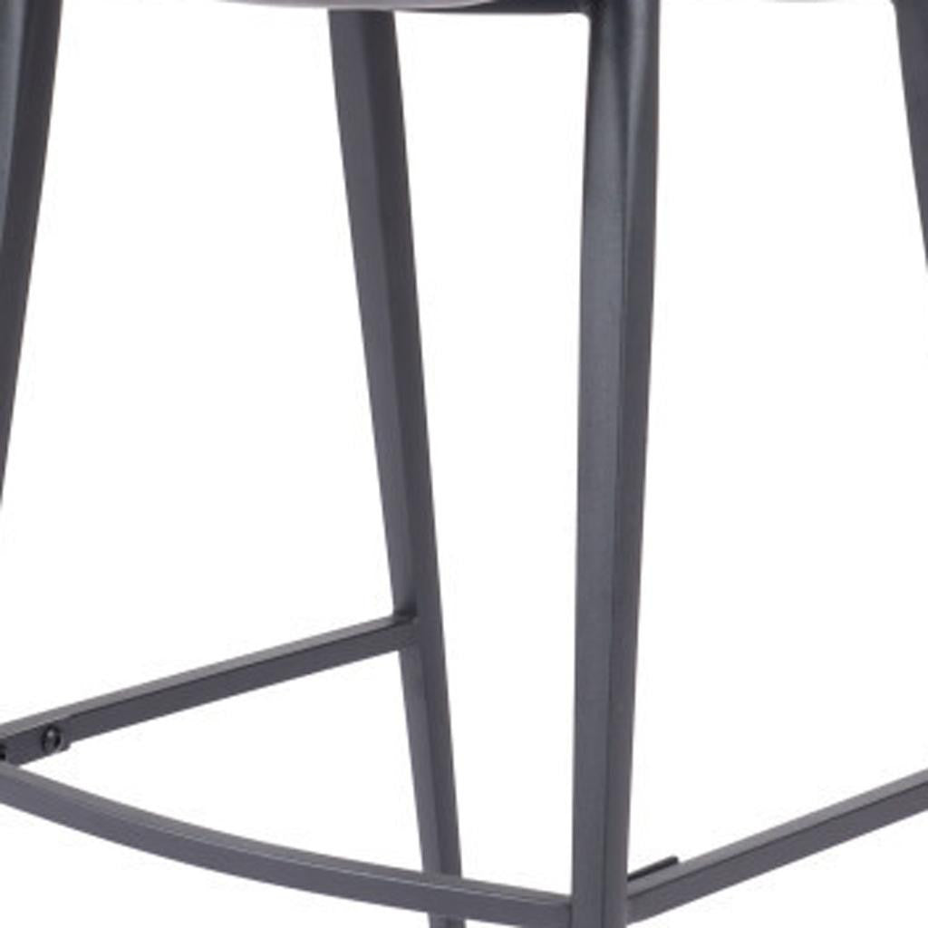 30" Gray And Black Faux Leather And Steel Low Back Bar Height Bar Chair