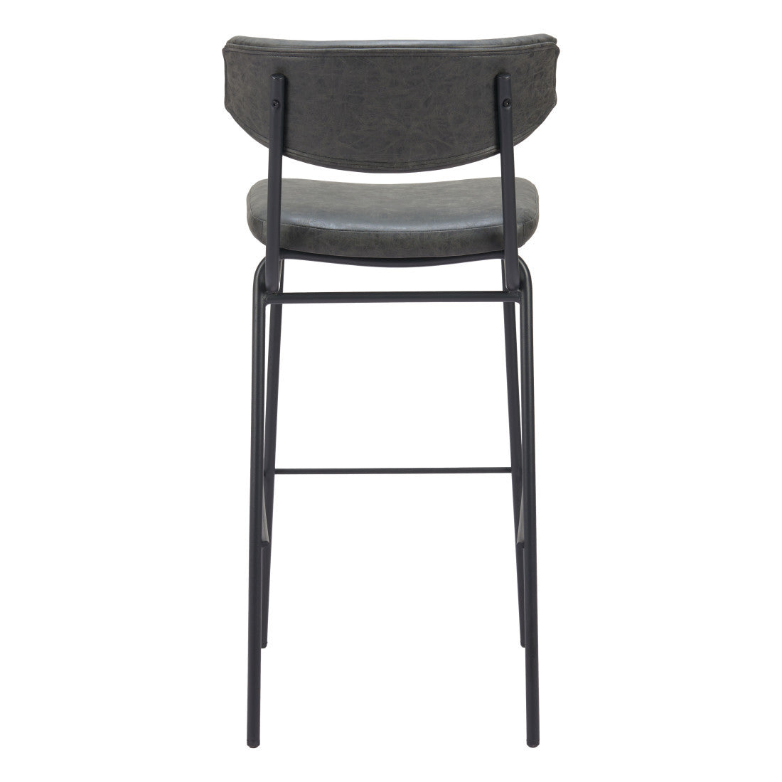 Set of Two 26" Black Faux Leather and Steel Low Back Counter Height Bar Chairs