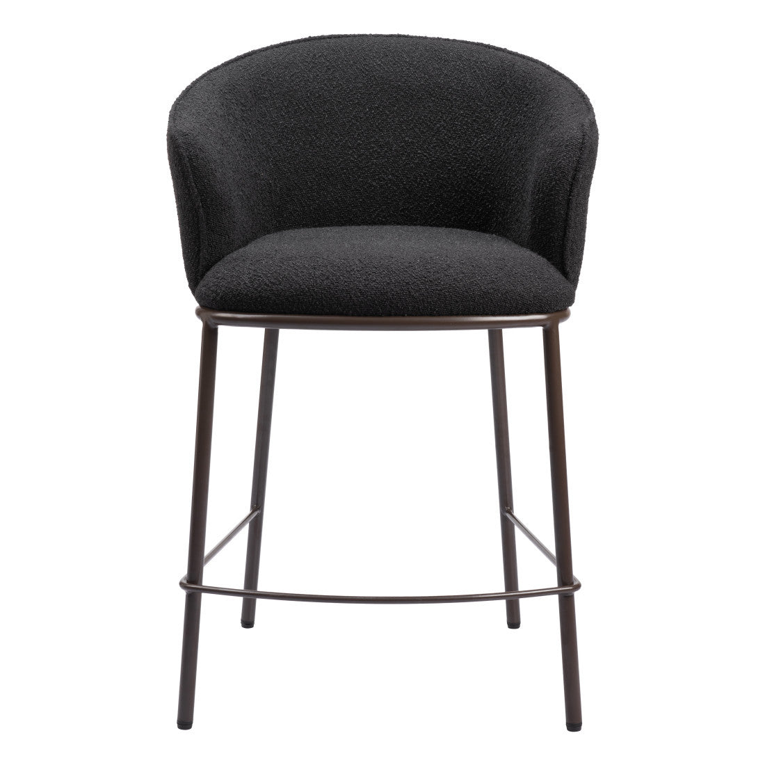 26" Black and Bronze Shearling and Steel Counter Height Bar Chair