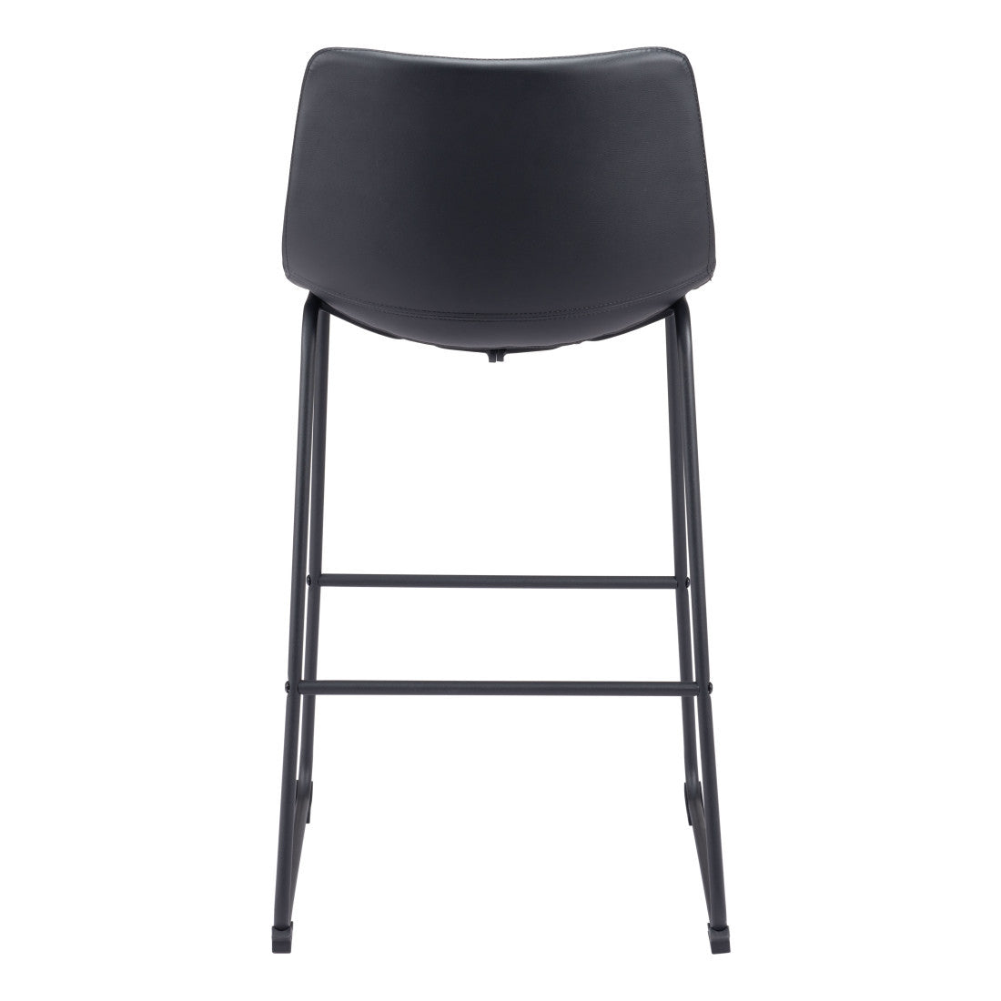 Set of Two 29" Black Faux Leather and Steel Counter Height Bar Chairs