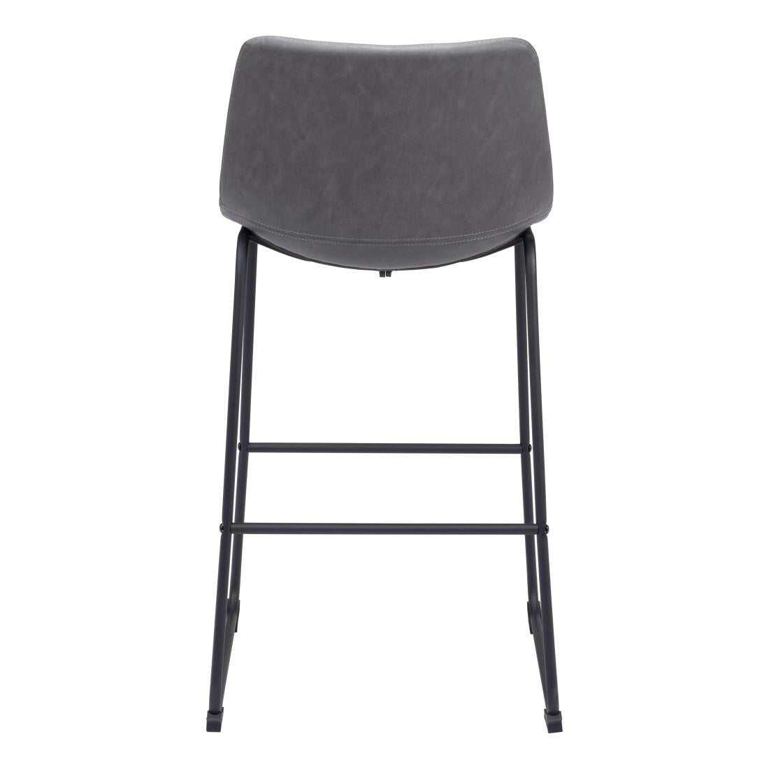 Set of Two 29" Charcoal and Black Faux Leather and Steel Counter Height Bar Chairs