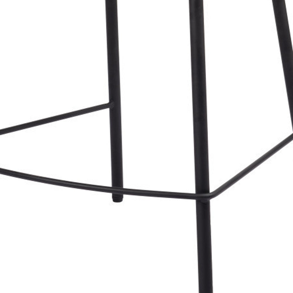 26" Ivory and Black Shearling and Steel Counter Height Bar Chair