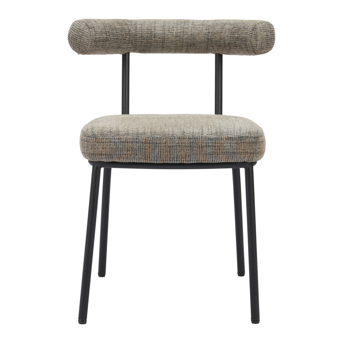 Set of Two Green and Black Upholstered Chenille Open Back Dining Side Chairs