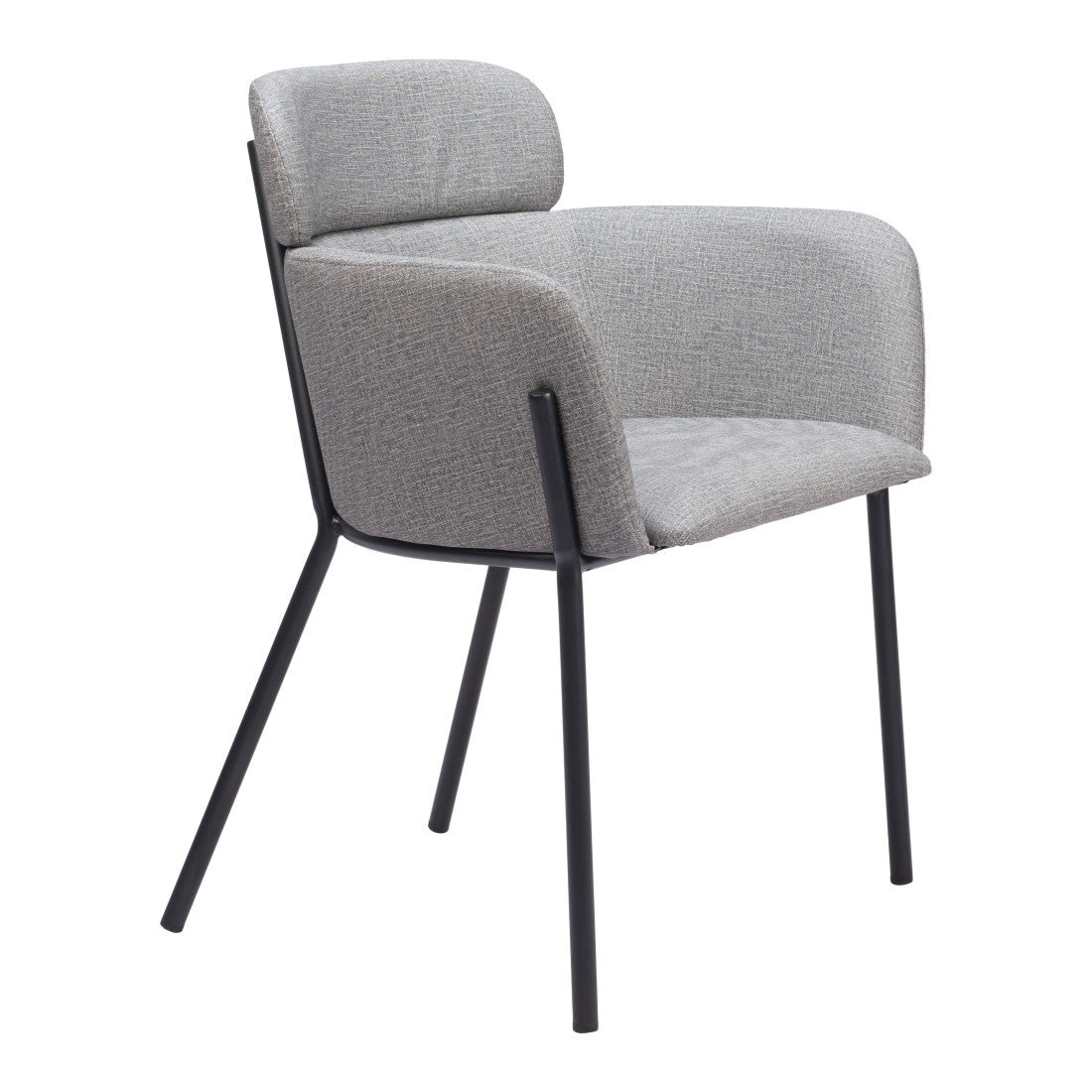 Set of Two Gray and Black Upholstered Faux Leather Dining Arm Chairs