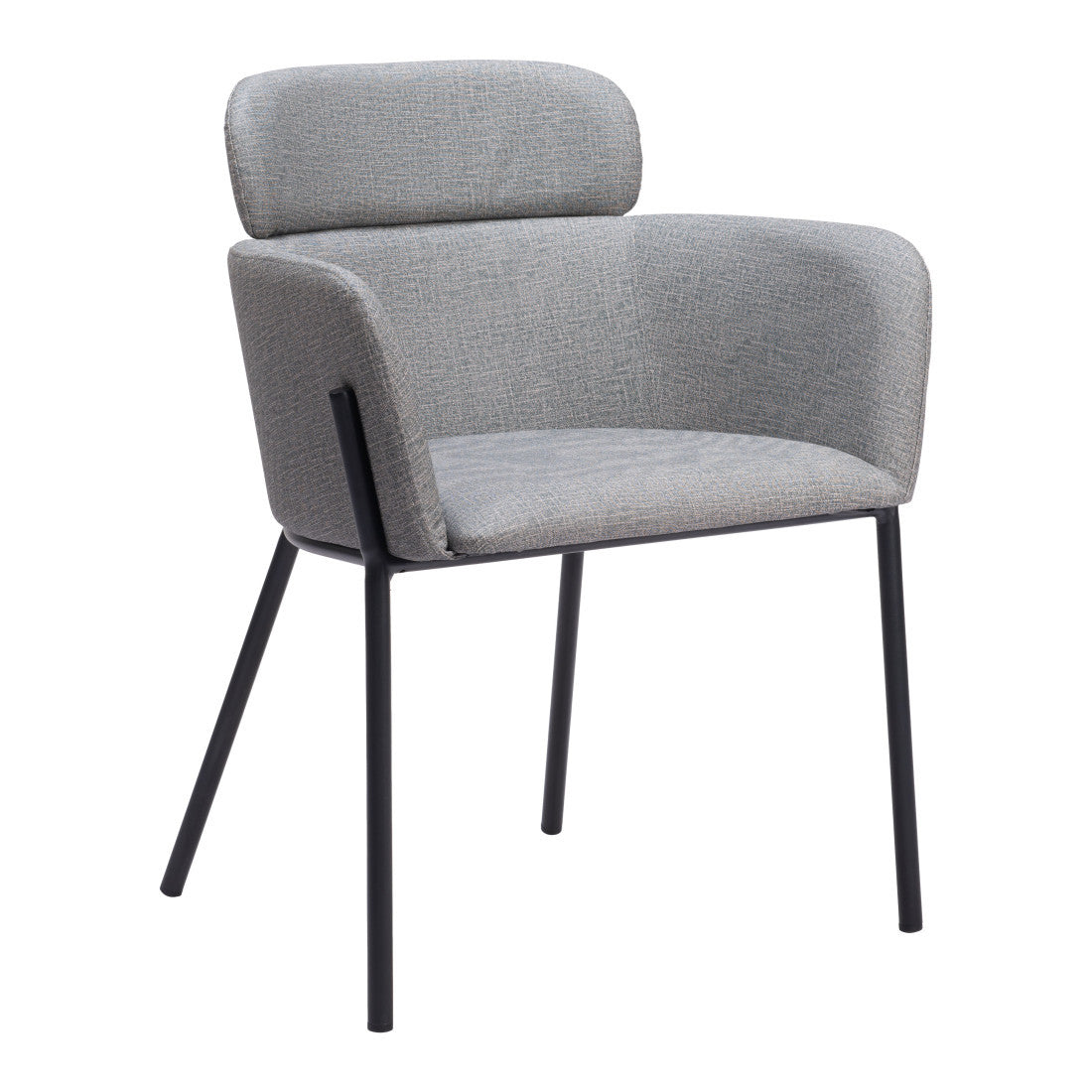 Set of Two Gray and Black Upholstered Faux Leather Dining Arm Chairs