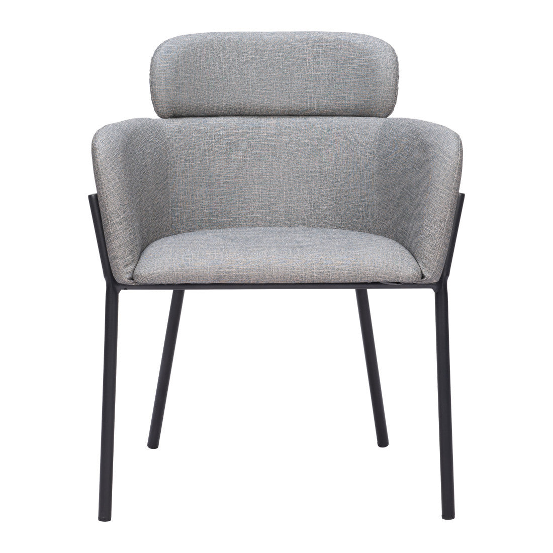 Set of Two Gray and Black Upholstered Faux Leather Dining Arm Chairs