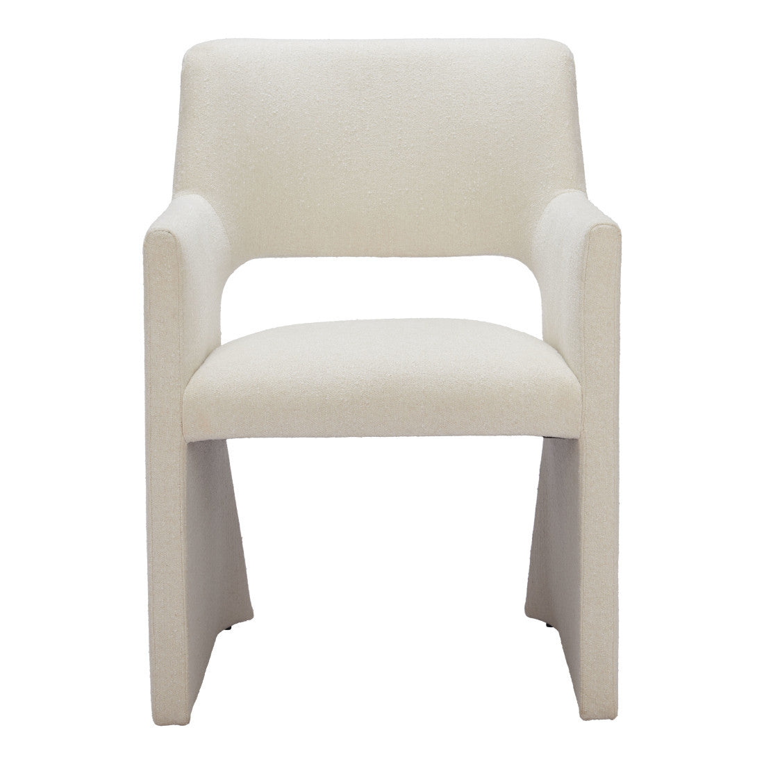 White Upholstered Faux Linen Dining Arm Chair