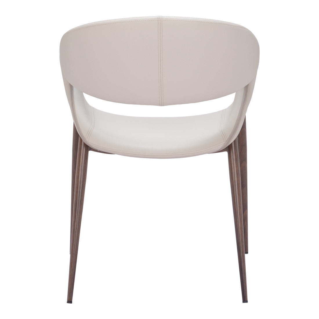 Set of Two Beige and Brown Upholstered Faux Leather Open Back Dining Arm Chairs