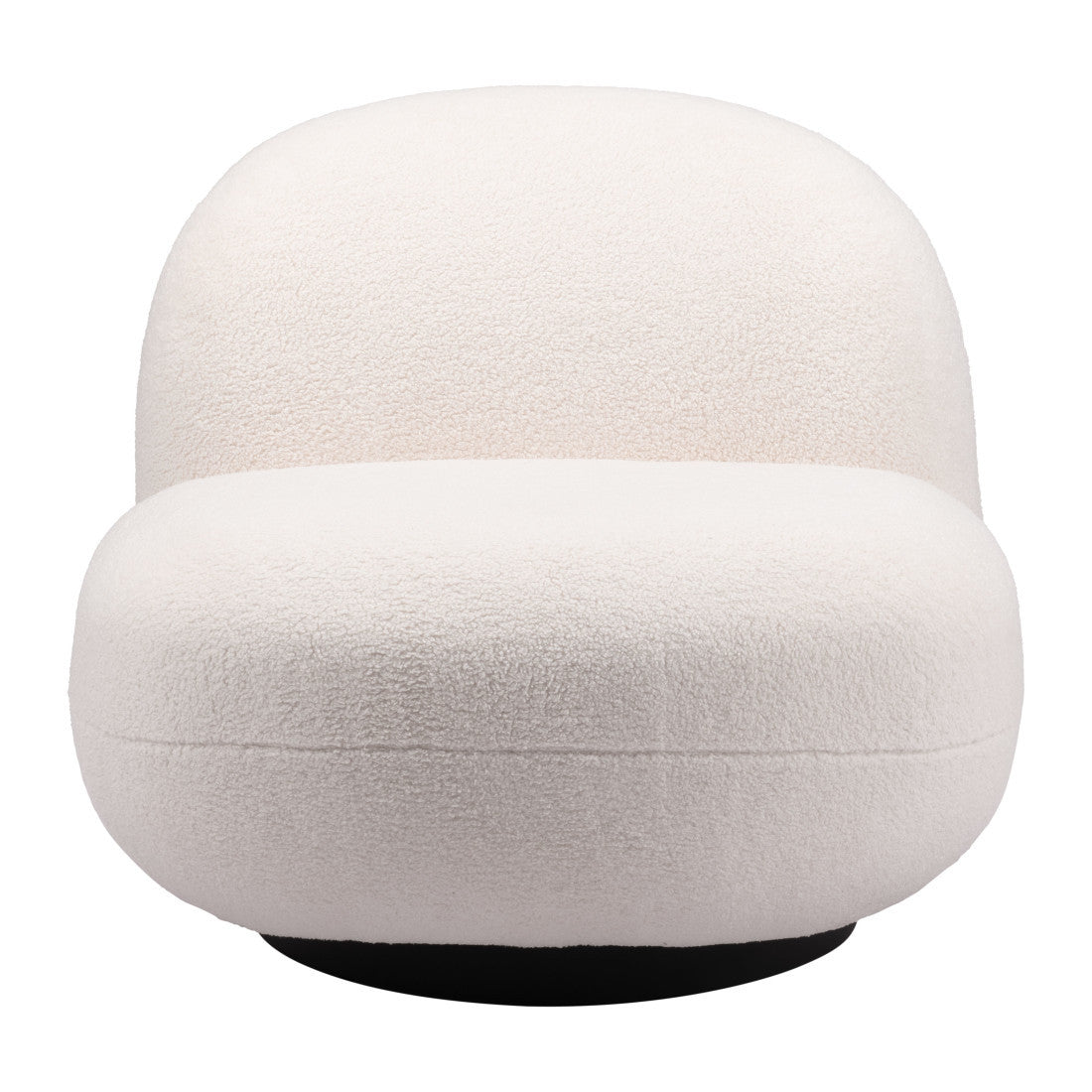30" Cream And Black Faux Shearling And Upholstered Slipper Chair