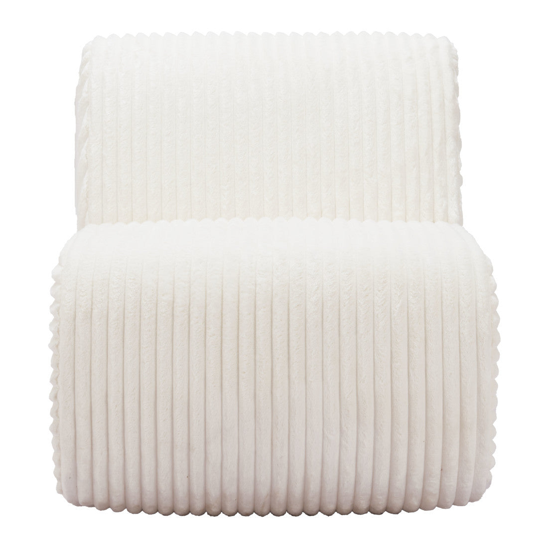 26" White Corduroy And Upholstered Lounge Chair