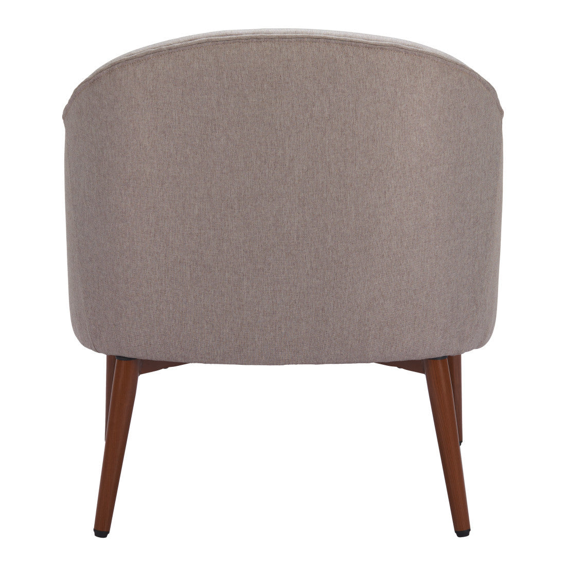 28" Gray And Brown Fabric And Upholstered Tufted Barrel Chair