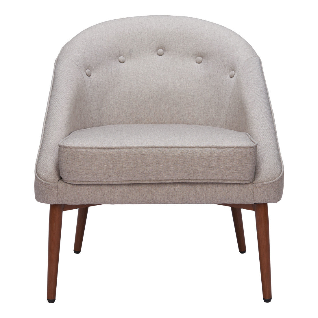 28" Gray And Brown Fabric And Upholstered Tufted Barrel Chair