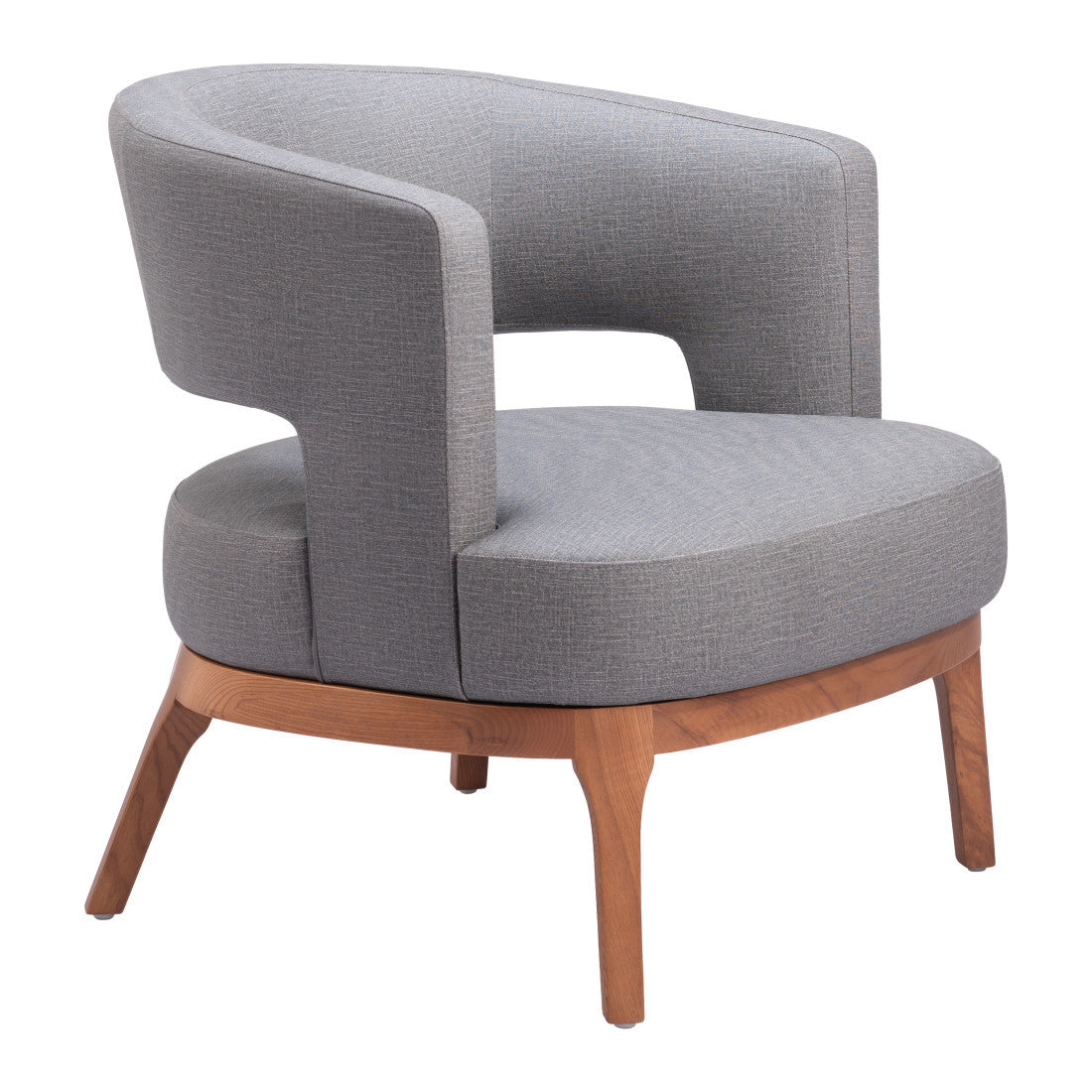 27" Slate Gray And Brown Faux Leather Arm Chair