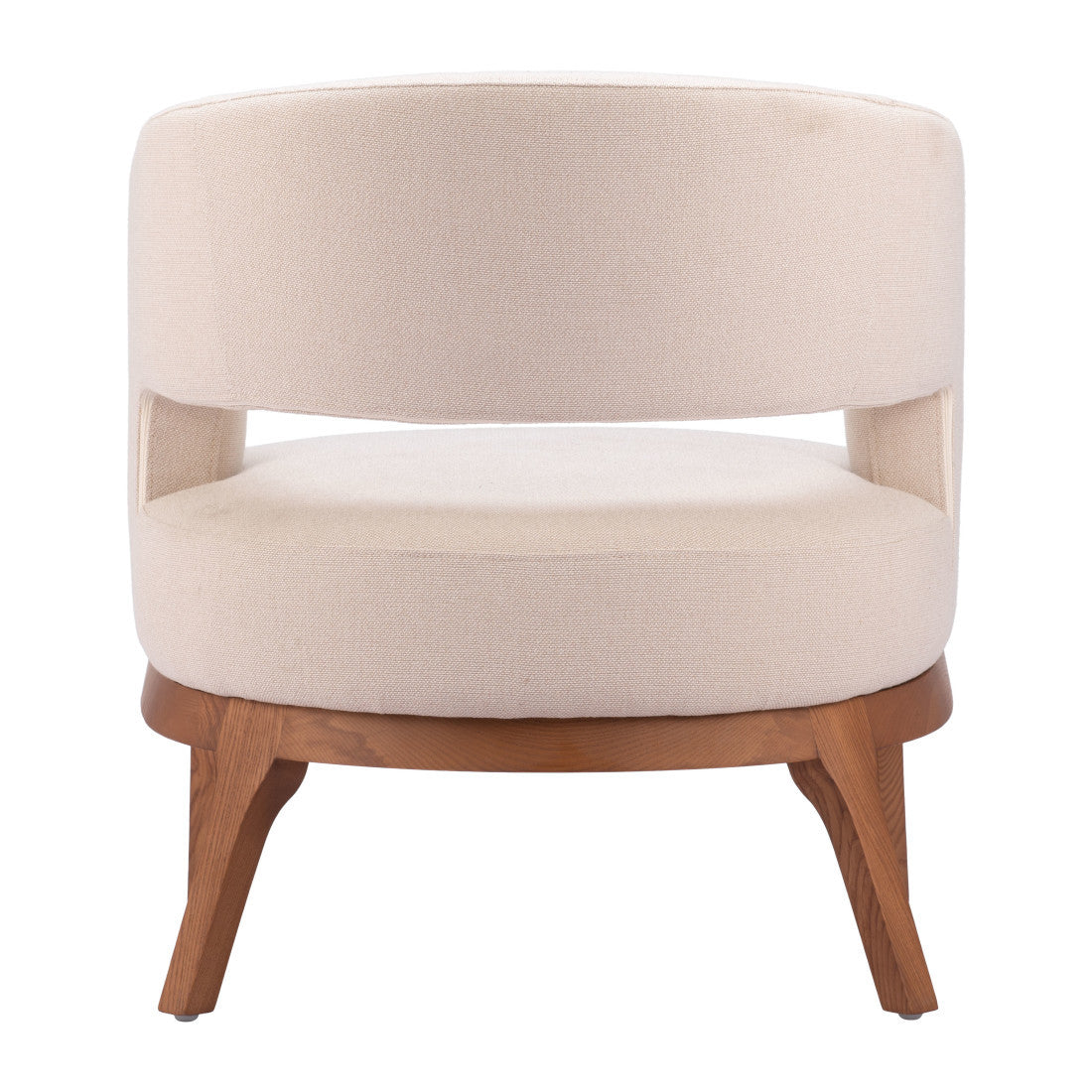 27" Beige And Brown Upholstered Arm Chair